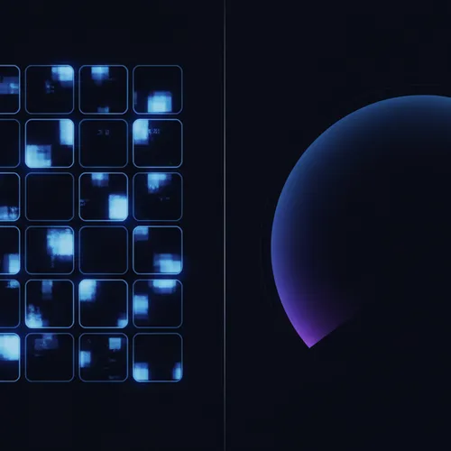 A dense grid of individually lit usage cells next to a separate, simple customer-facing gauge, two different displays for two different audiences