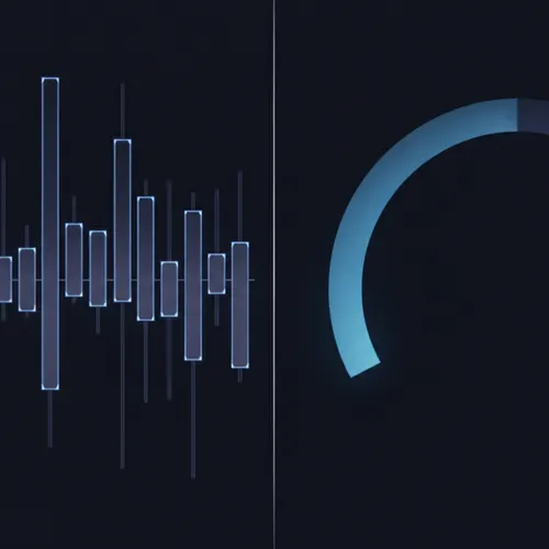 A dense internal span billing meter next to a separate, simple customer-facing gauge, two different displays for two different audiences