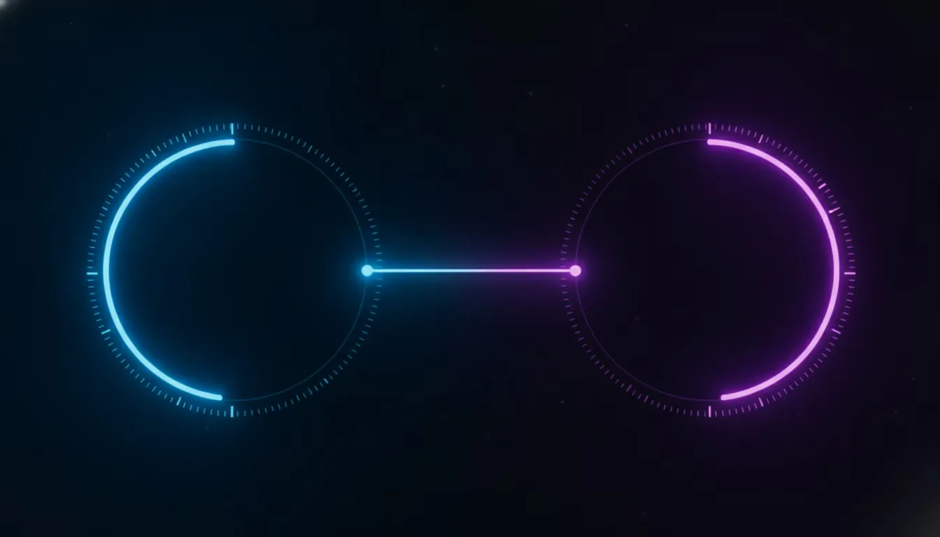 a glowing dual dial instrument comparing two readouts side by side